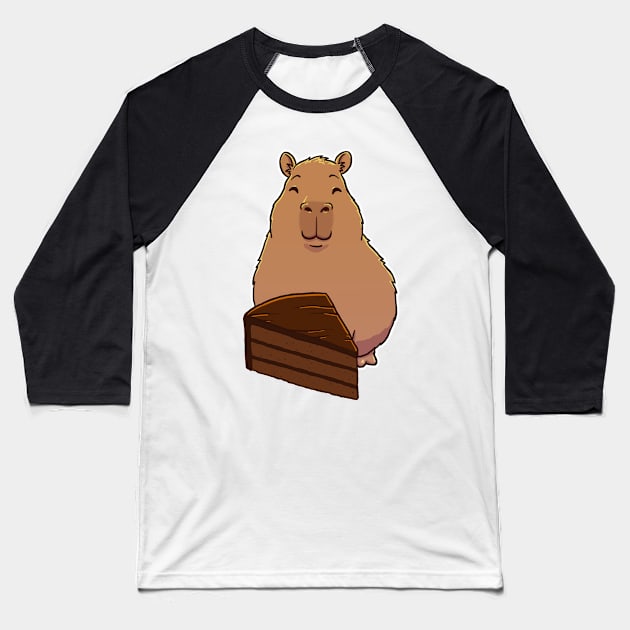 Capybara Chocolate Cake Slice Baseball T-Shirt by capydays